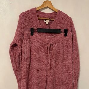 a new day Rose Pink Knit V-Neck Sweater Set